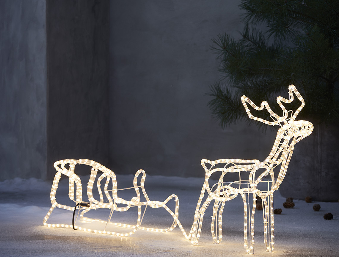 PAVO reindeer with sledge Christmas lights in the shape of an outdoor reindeer with sledge