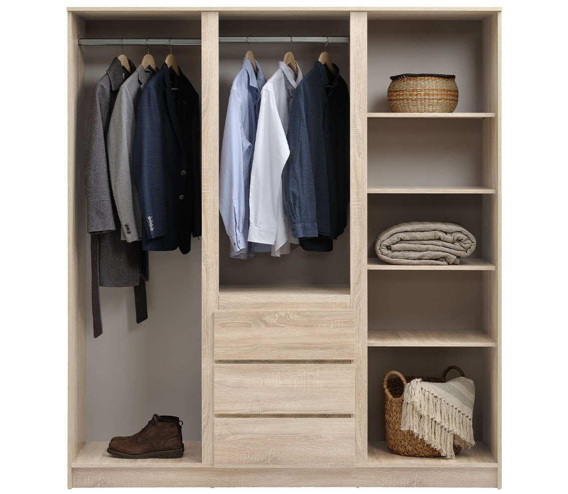 Wardrobes such as LIMFJORDEN have ample space for customised inserts Wardrobe interior with space for wardrobe inserts such as boxes and baskets