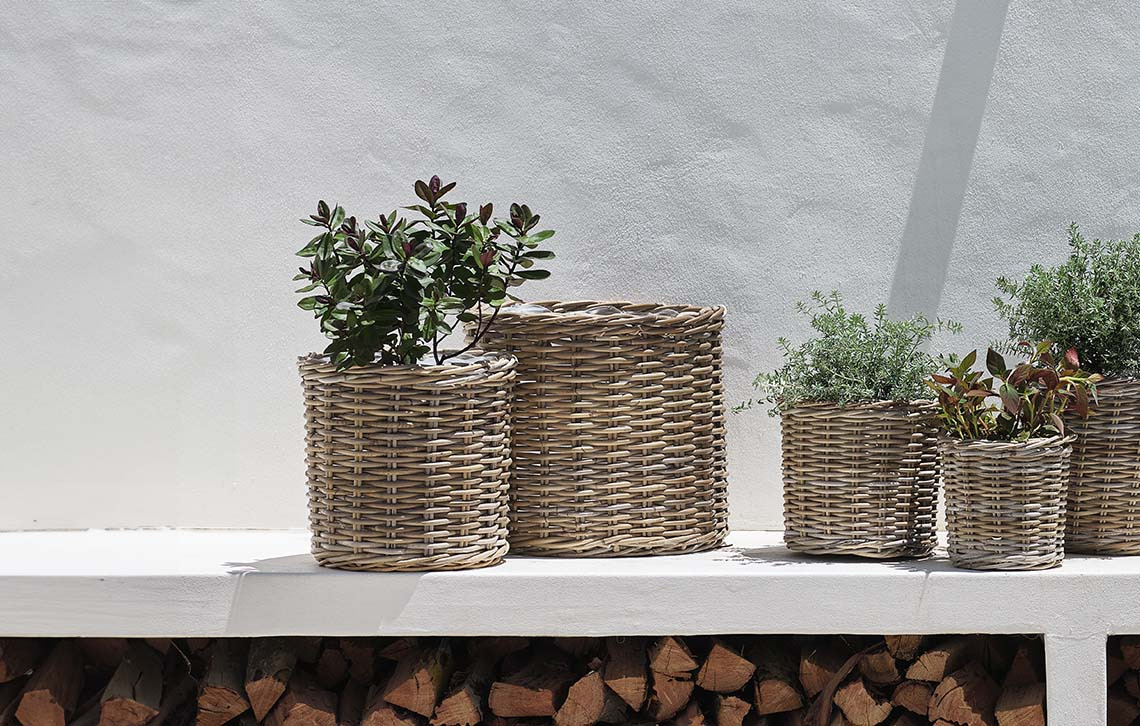 SEGLA rattan garden planter made from rattan in two sizes Rattan wicker garden planters in a variety of shapes and sizes