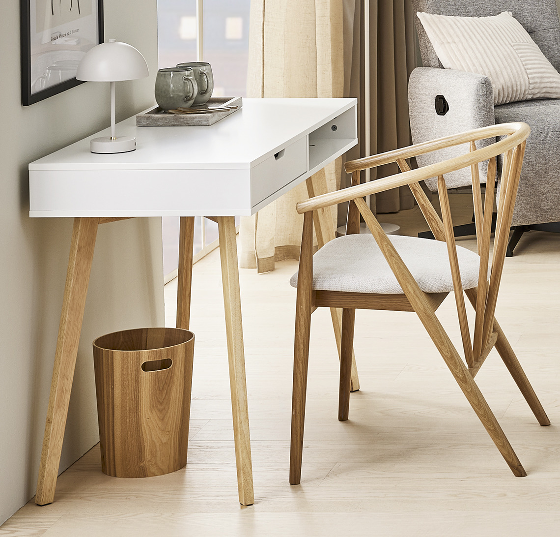 TAMHOLT desk and ARNBORG dining chair Desk and dining chair in living room