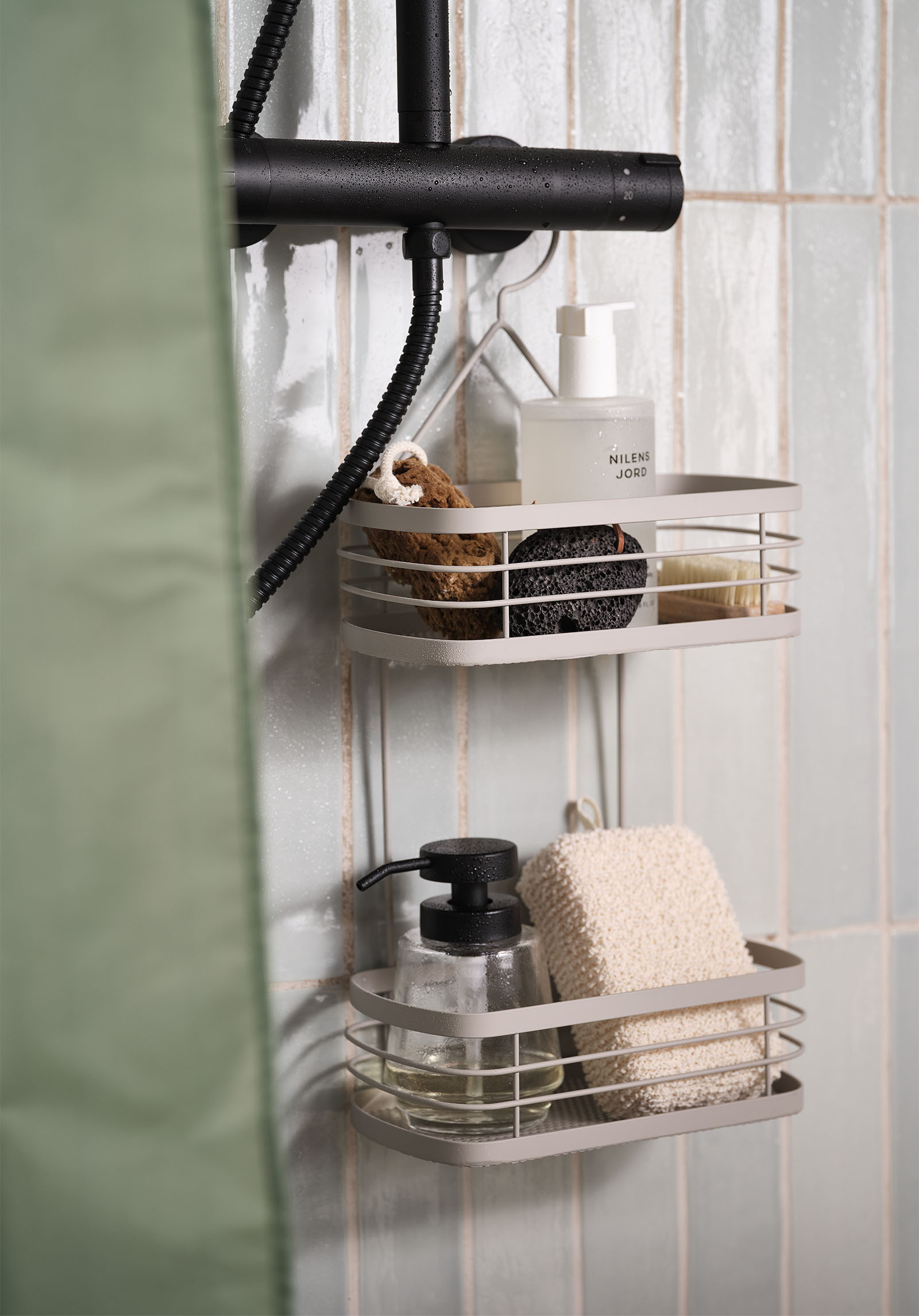 In-shower shower shelf in beige with two shelves