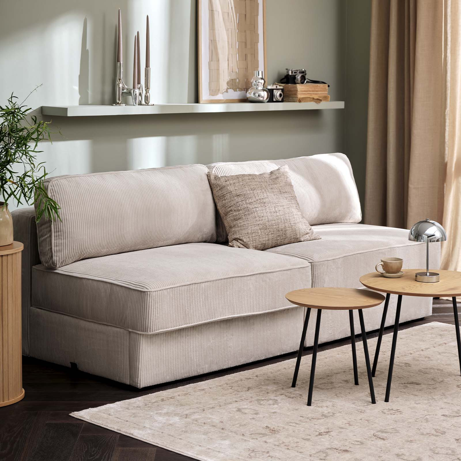 SJELLE modular sofa bed Beige 2-seater modular sofa for small spaces